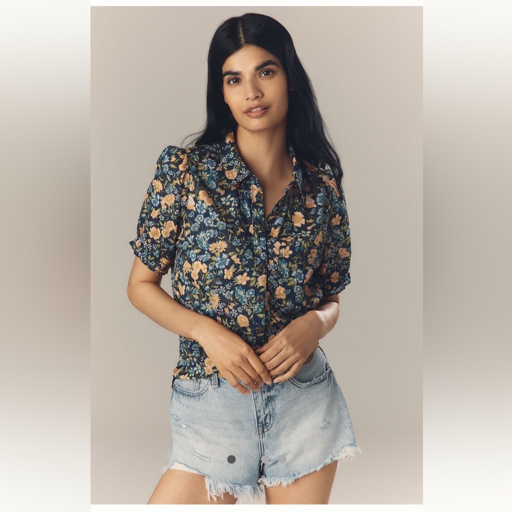 NWT The Aly Puff-Sleeve Blouse by Pilcro